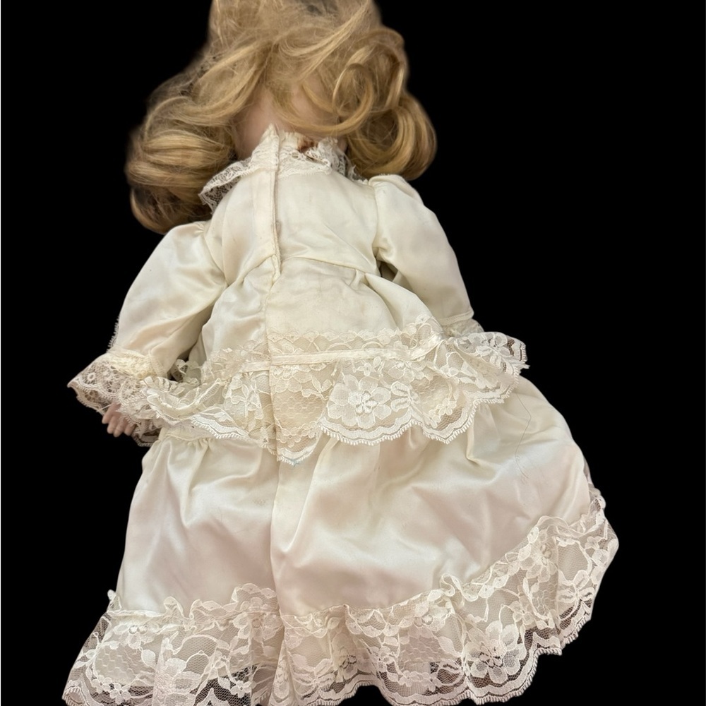 Victorian Lace Doll Flora Large Porcelain Doll aprox 16 inches